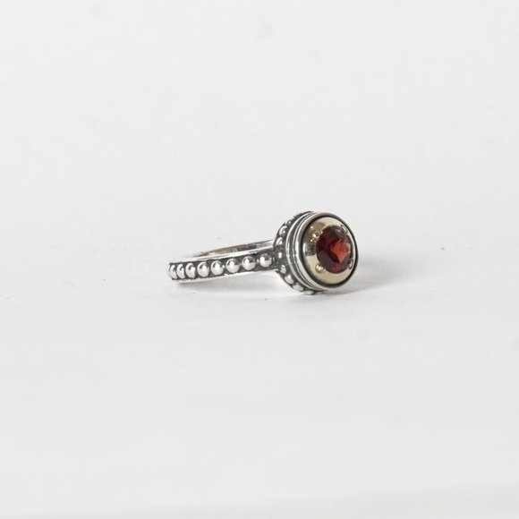 Designer Silver Ring with 14K Gold and Garnet - Picture 2 of 5